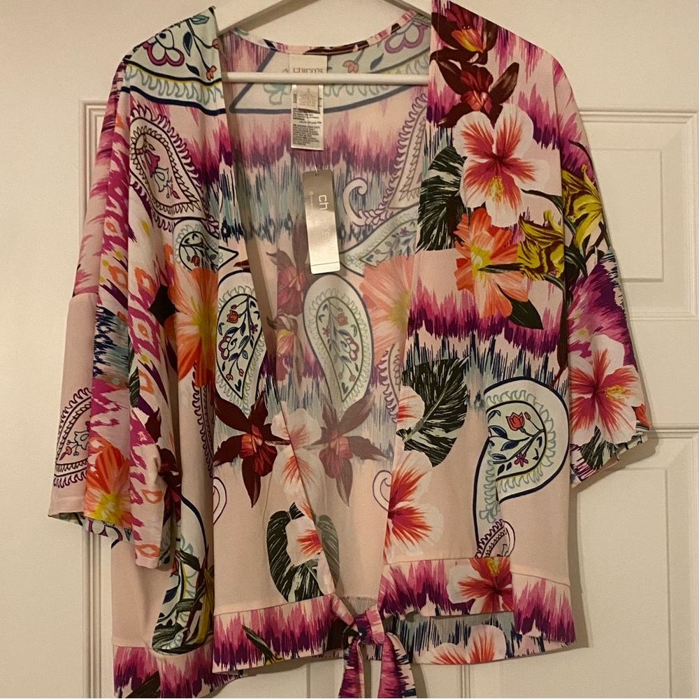 NWT CHICO'S Kimono TieTop 3